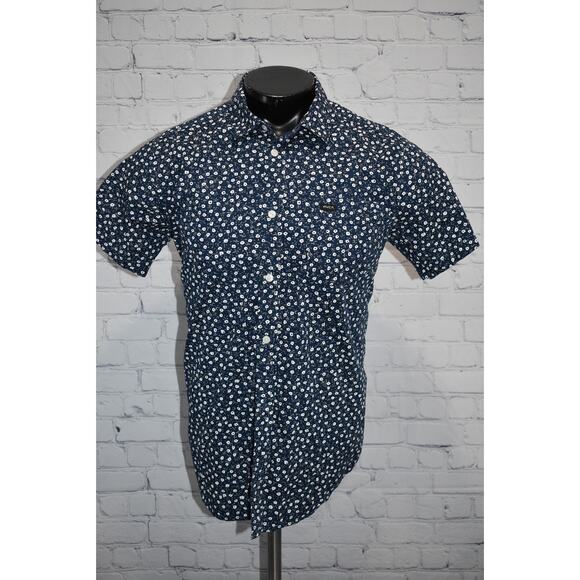 RVCA Hawaiian Style Dress Shirt Mens Size Medium Cotton Blue - Picture 5 of 6